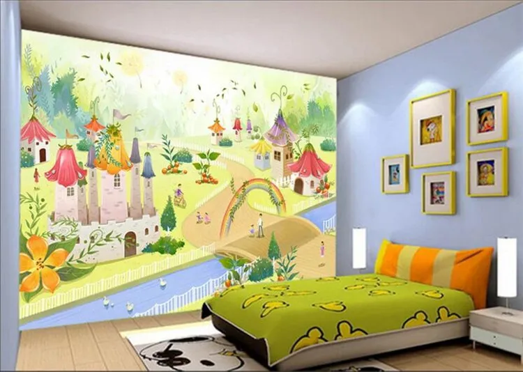 Custom Photo Wallpaper Pastoral Hand Painted Child Cartoon Castle Children's Room Bedroom Background Wall Decor Mural Paintings