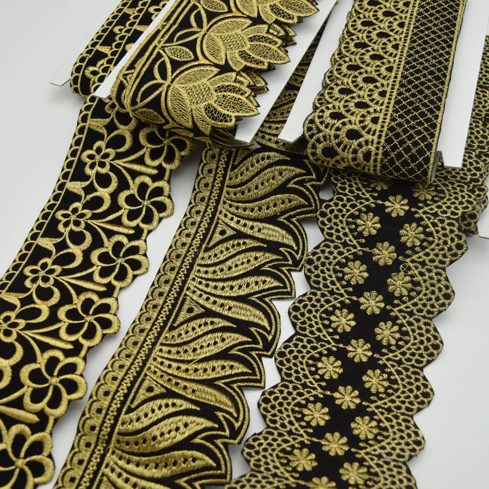 5Yards many types Velvet Black and white African Embroidery  lace trim fabric for Women Dress