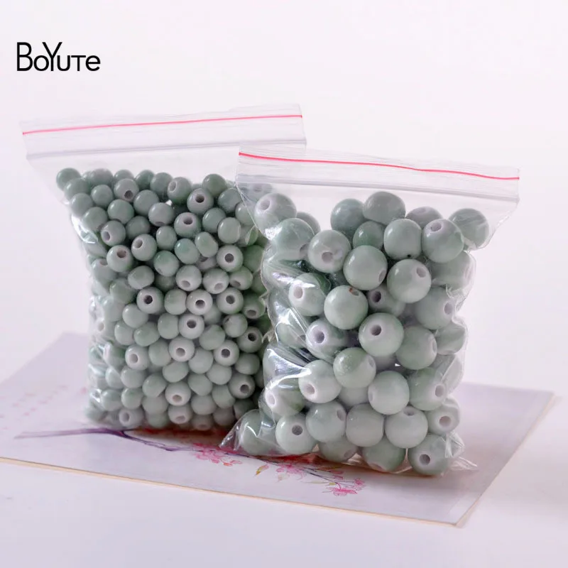 BoYuTe 50Pcs 6MM 8MM 10MM 12MM 14MM Loose Beads DIY Hand Made Porcelain Ceramic Beads Jewelry Making