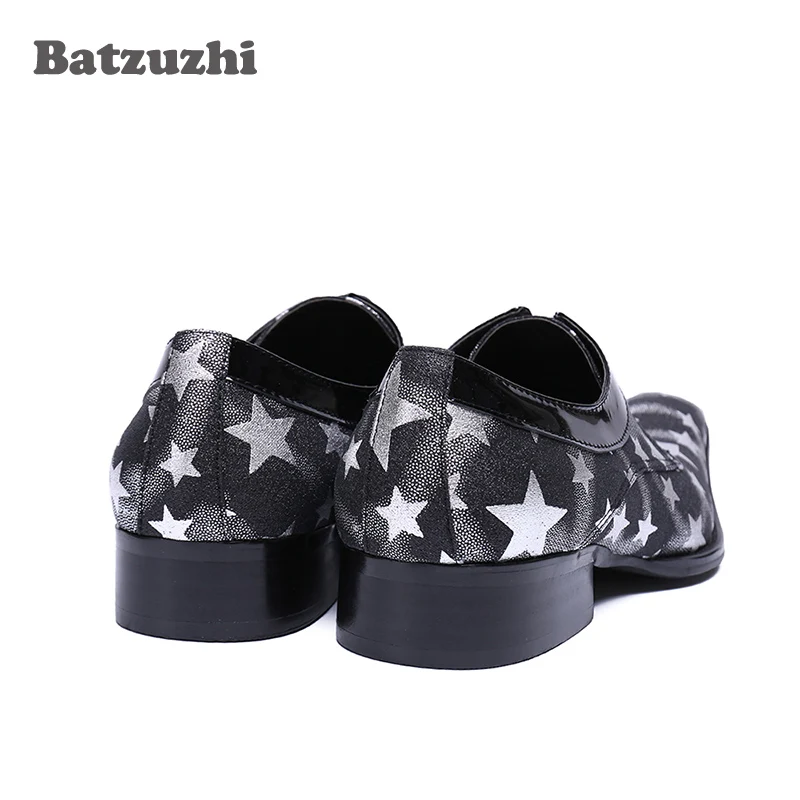 Batzuzhi Men Shoes Zapatos Hombre POP Fashion Black Genuine Leather Men Dress Shoes Stars Leather Business Shoes Men