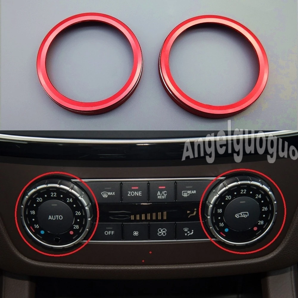 Angelguoguo Red and blue for Mercedes Benz GLE M GLK SL GLS SLK G GL CLS Class Car air conditioning Rotary knob button cover