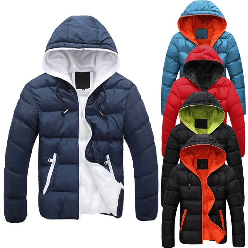 2021 New Fashion Men\'s Winter Warm Jacket Hooded Slim Casual Coat Cotton-padded Jacket Parka Overcoat Hoodie Thick Coat