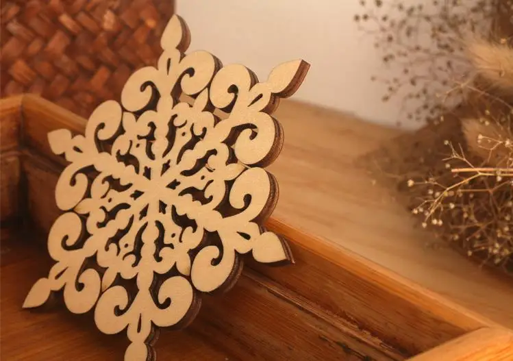 Wooden Snowflake Mug Coasters Holder Chic Drinks Coffee Tea Cup Mat Decor Mats