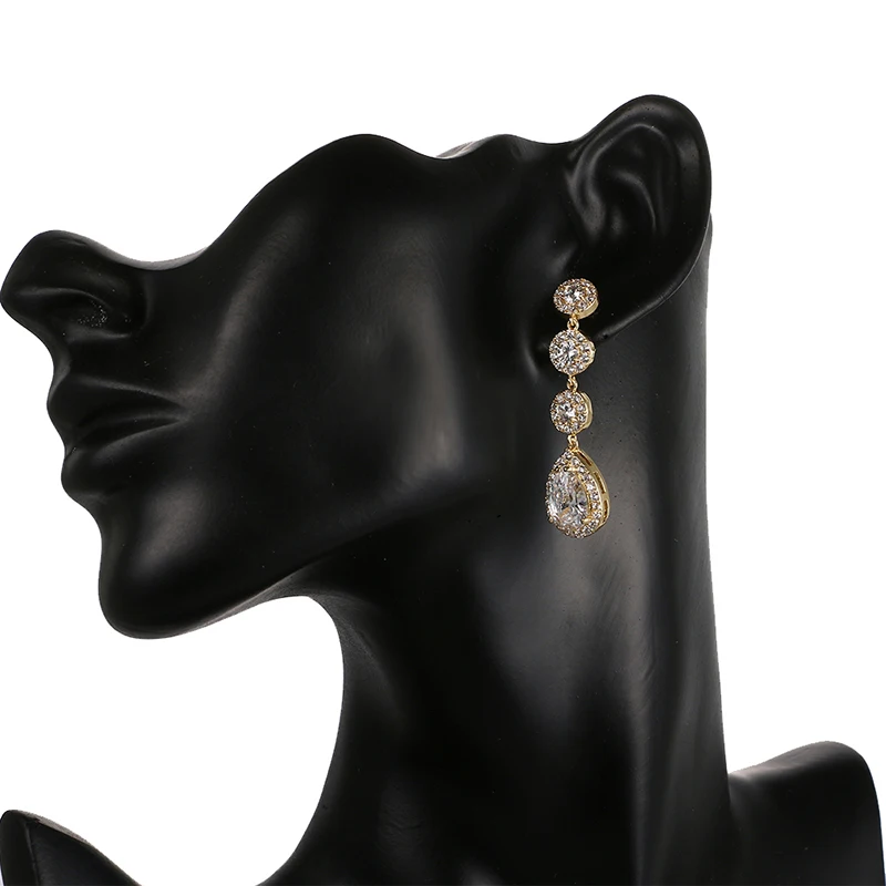 Emmaya Glittering Water-Drop AAA Cubic Zirconia Long Drop Earrings Luxury Brincos Bride Wedding Jewelry Christmas Gift