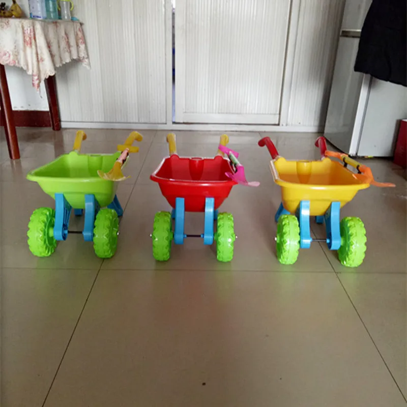 Carrito de arena de plástico de doble rueda para niños, juguete infantil para jugar con arena y nieve, herramienta de mano, herramientas de arena, juguetes de playa A050