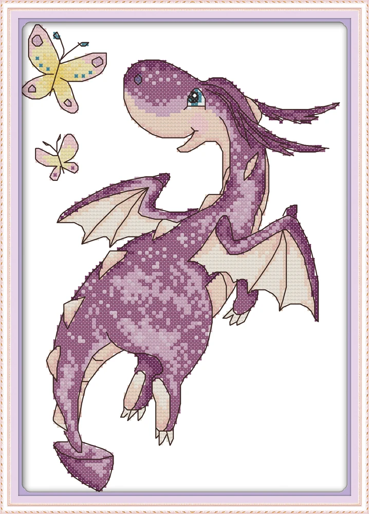 LovelyPurple small dragon  cross stitch kit aida 14ct 11ct count print canvas stitches embroidery DIY handmade