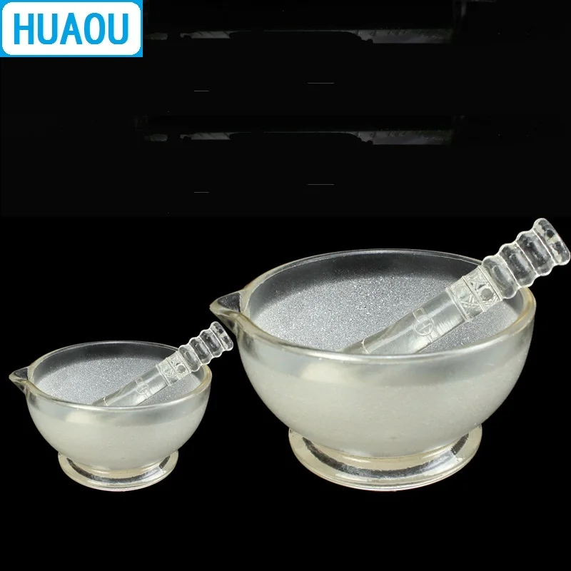 HUAOU 90mm Glass Mortar with Pestle Laboratory Chemistry Equipment