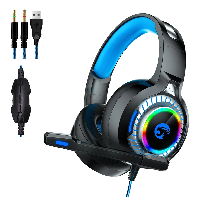 Fone de ouvido supra-auricular com som surround 7.1, cancelamento de ruído, microfone, luz led rgb, para jogos, xbox one, ps4, pc