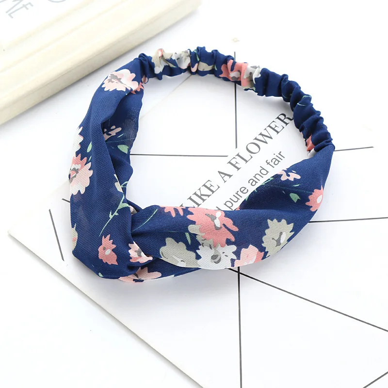 Summer Bohemian Hair Bands Print Headbands Retro Cross Turban Bandage Bandanas HairBands Hair Accessory Headwrap for Women Girls