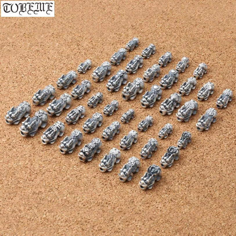 3D 100% 999 Silver Pixiu Beads Real Pure Silver Fengshui Pixiu Loose Beads Wealth Pixiu Piyao Beads Lucky Jewelry Findings