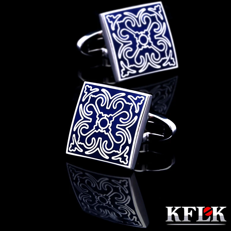 KFLK jewelry shirt Fashion cufflink for men Brand Cuff link Wholesale Button blue High Quality Luxury Wedding Male guests