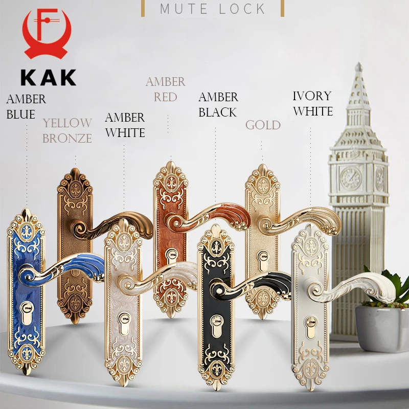 Kak Europese Stijl Mute Kamer Deurslot Handvat Mode Interieur Deurknoppen Slot Luxe Anti-Diefstal Gate Lock Meubels hardware