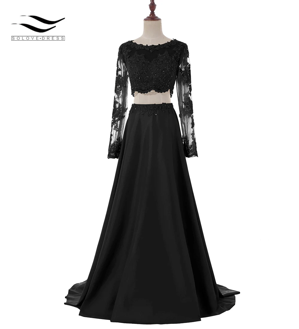 Solovedress مثير قطعتين مثير ألف خط فستان الحفلة الراقصة الدانتيل ثوب مسائي يزين فيستدو دي فييستا SL-P330