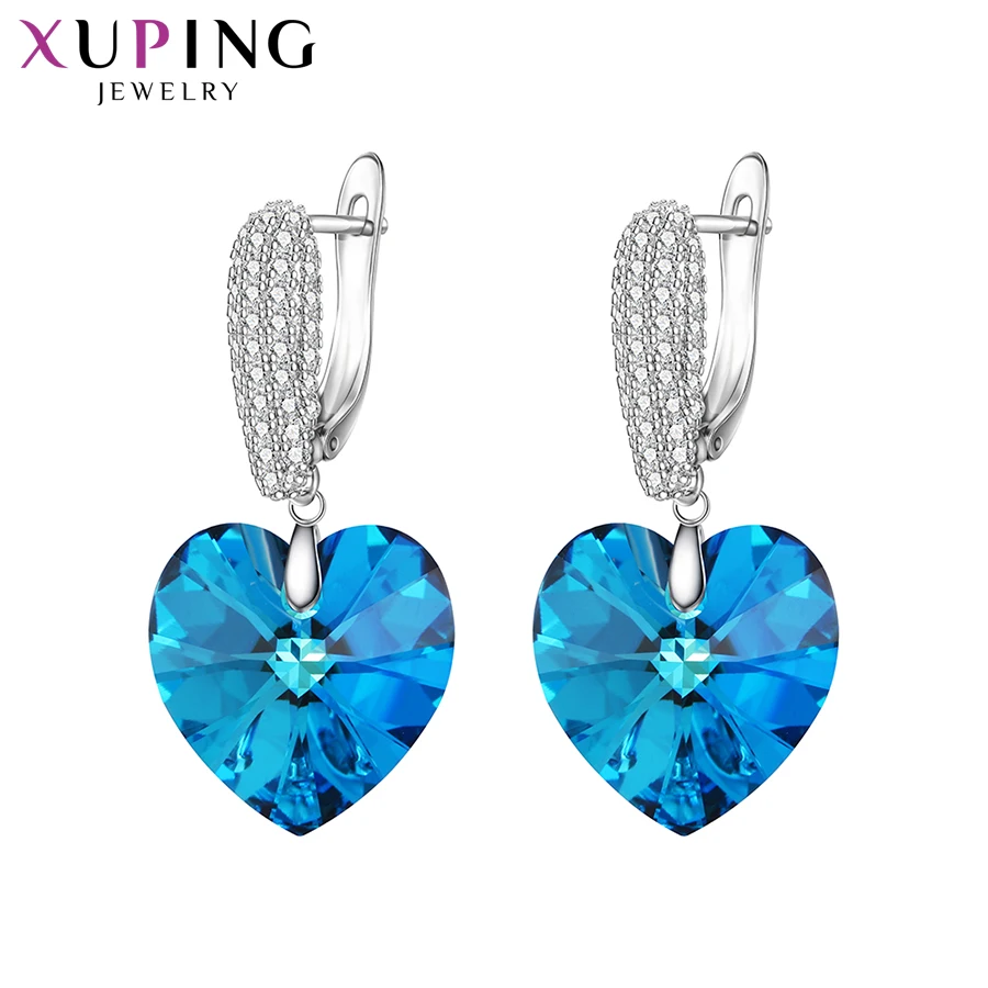 Xuping em forma de coração brincos de cristal para mulheres, adoráveis joias, encantos elegantes, presentes para mãe, festa feminina, A00623929