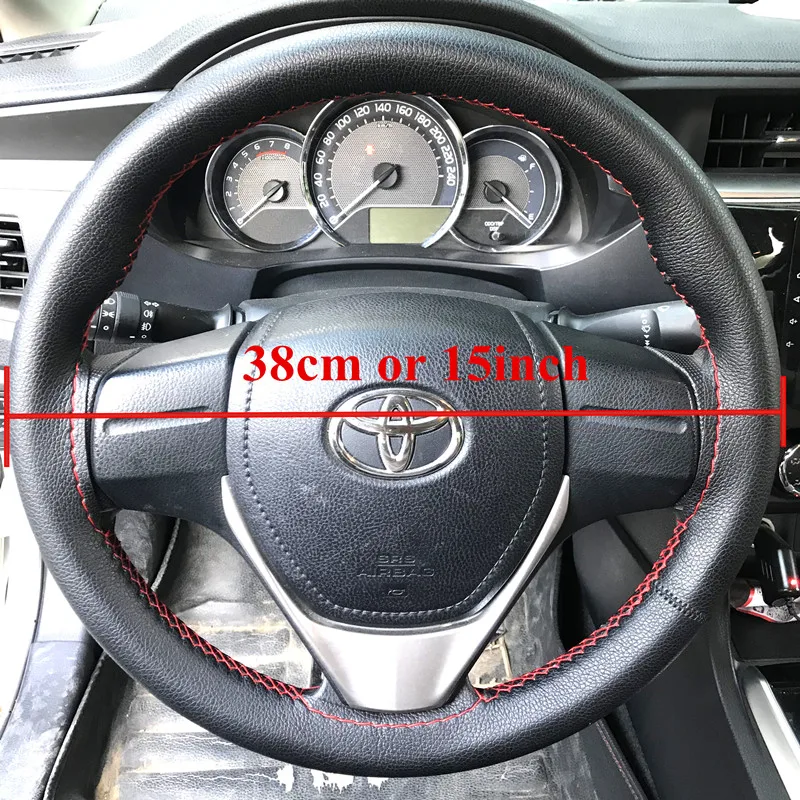 DIY Car Steering Wheel Covers Soft Leather Braid on the steering-wheel of 38cm Car With Needle and Thread Interior accessories