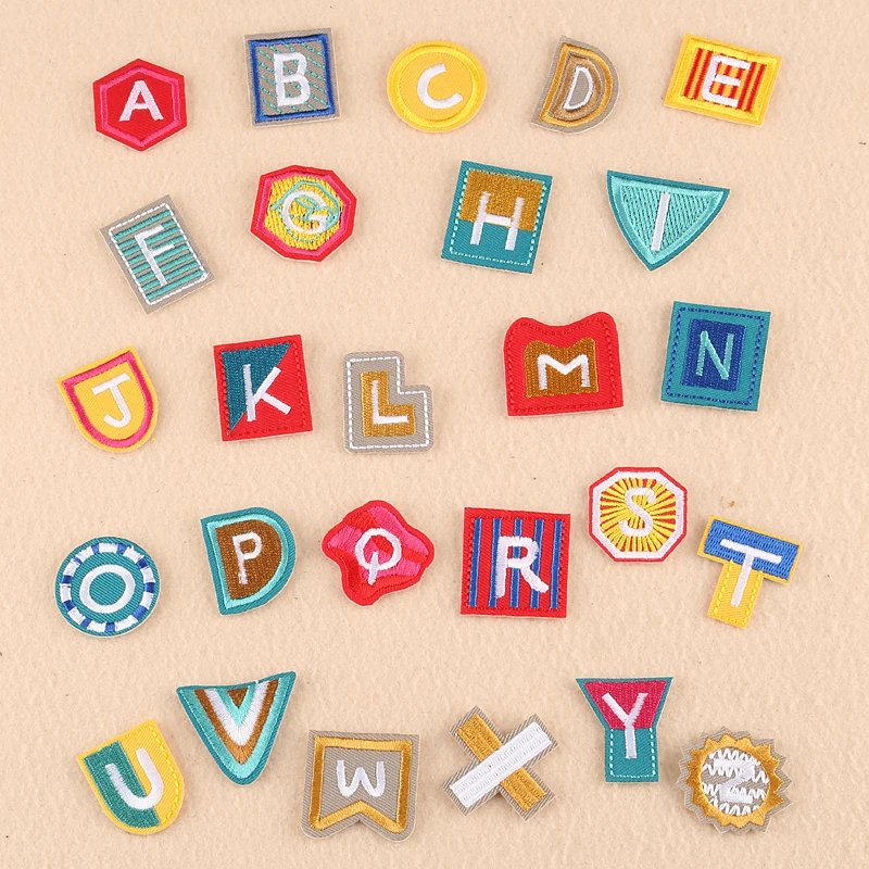 New arrival 26 pcs Alphabet Letters Embroidered patch iron on Applique Badge clothing bag hat shoe embroidery DIY accessory