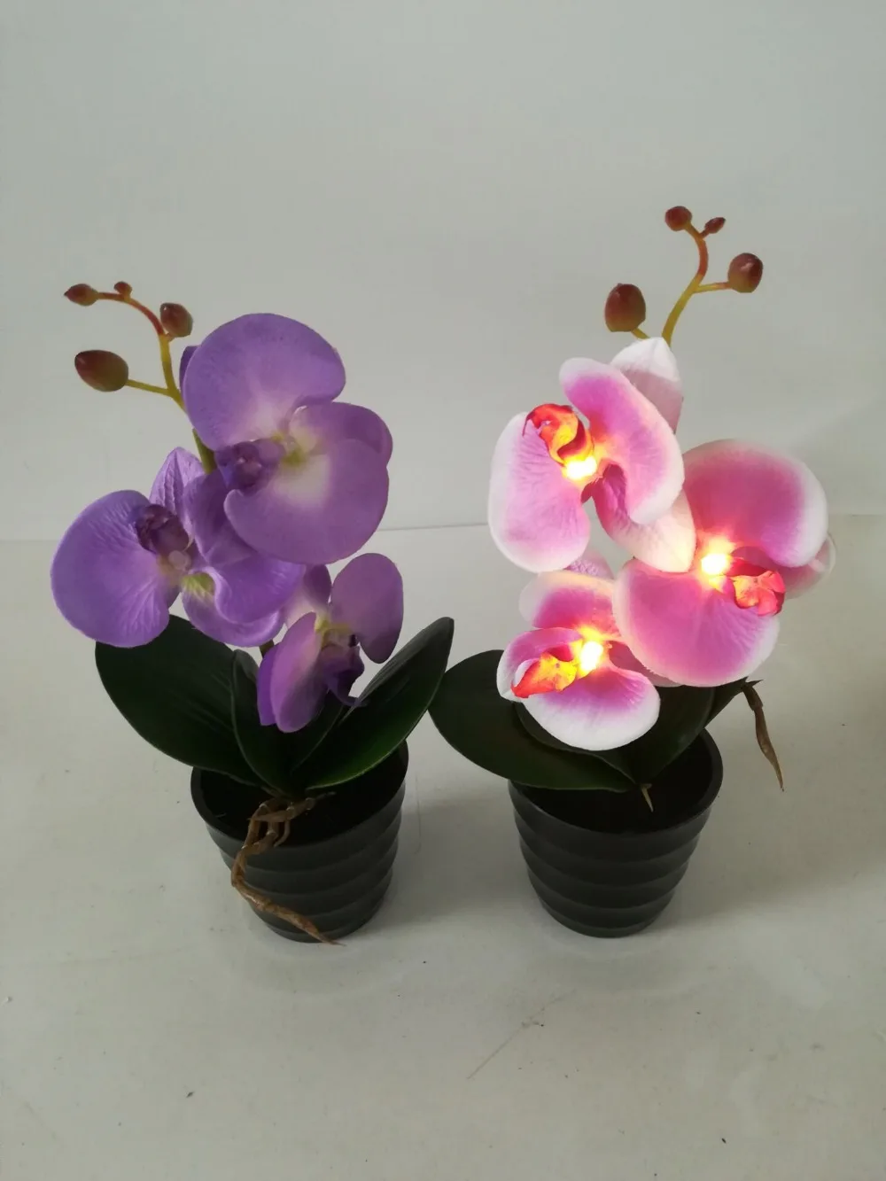 3 LED Battery Lighted Blossom Phalaenopsis orchid in pot Orchid Flower Bonsai Holiday Wedding PartyHome Decoration Birthday Gift