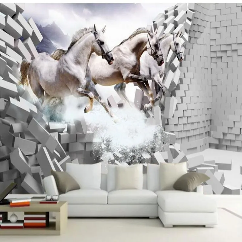 

wellyu Custom large wall murals white wall broken wall wallpaper 3D non-woven wallpaper papel de parede para quarto