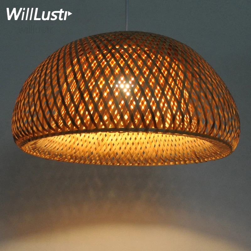 

hand knitted suspension lamp handmade bamboo pendant lamp natural bamboo material lighting home dinning room restaurant hotel