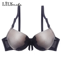Sexy Temptation Butterfly Lace Bra T shirt For Women Ladies 3/4 Cup Push Up Underwear Female Brassiere Lingerie Breathable Soft