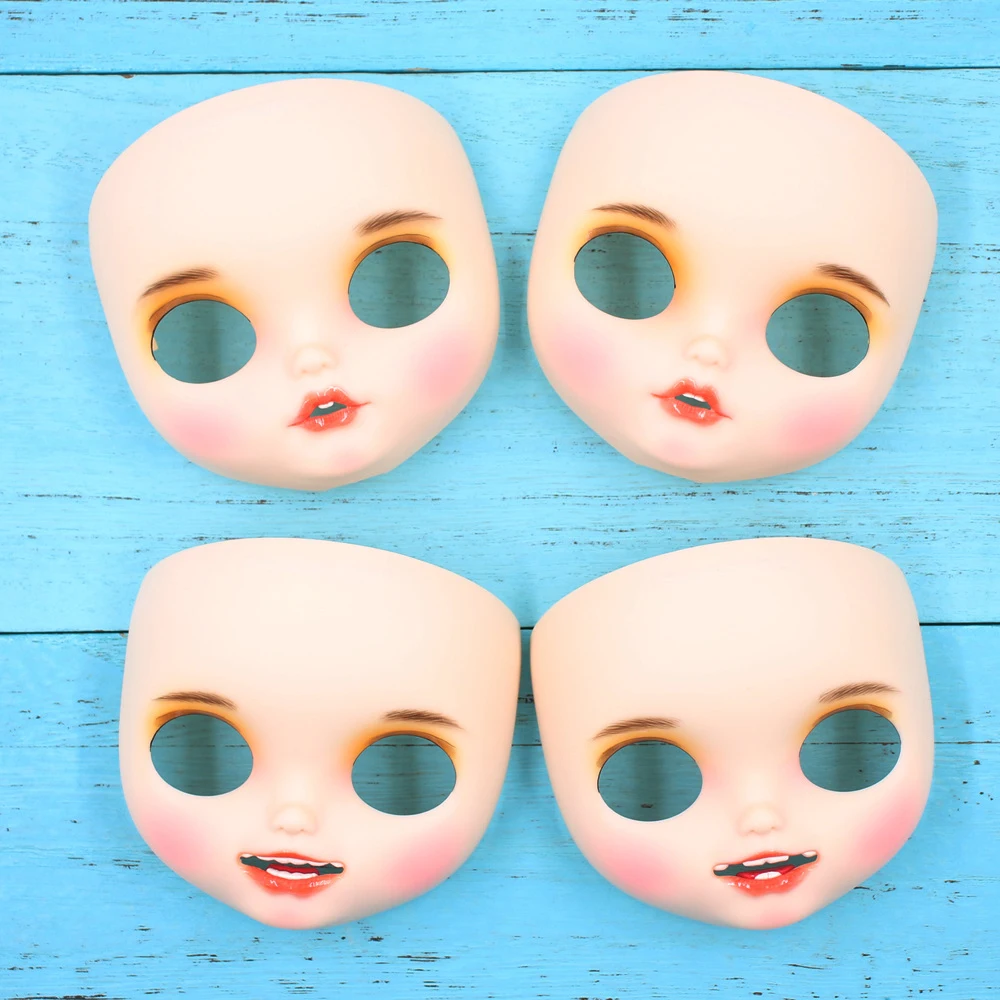 

ICY blyth doll Accessories toothed matte faceplate White skin hand painted face with lip brows backplate screw