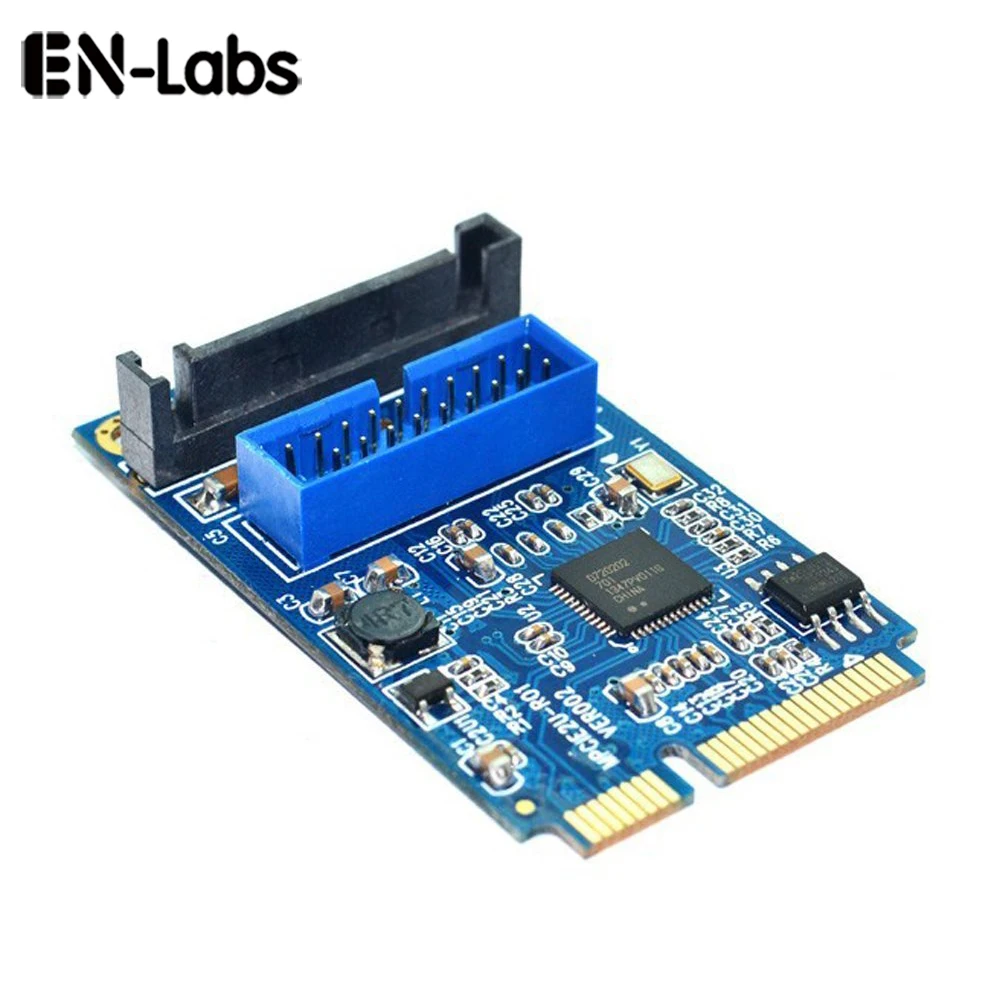 

En-Labs Motherboard Mini PCI Express to Dual USB 3.0 20-pin Add On Card Adapter,Mini PCIe PCI-e to 2 ports USB 3.0 w/ SATA power