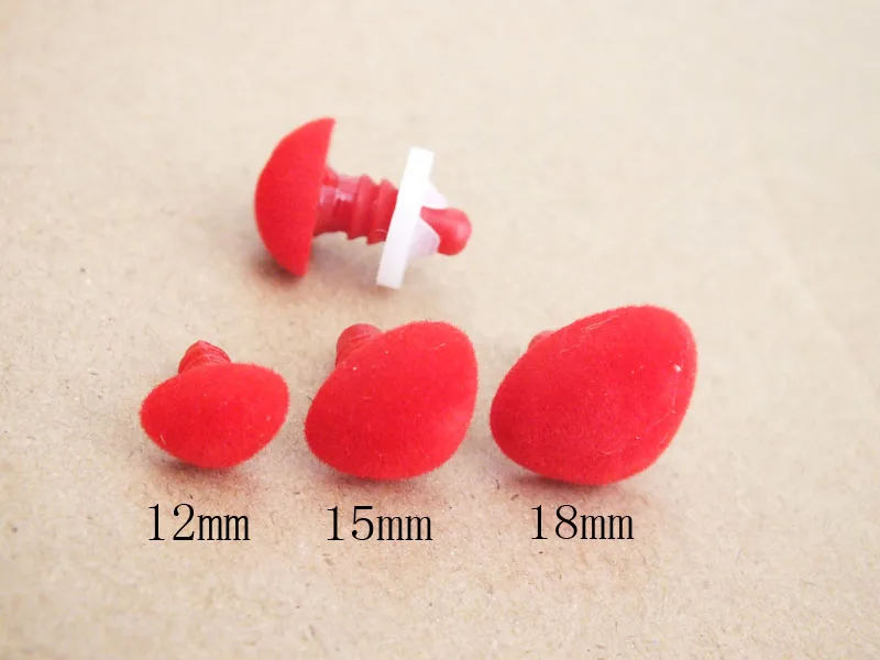 30 Buah 12Mm/15Mm/18Mm Ukuran Campuran Plastik Merah Keselamatan Segitiga Hidung Beludru-Setiap Ukuran 10 Buah