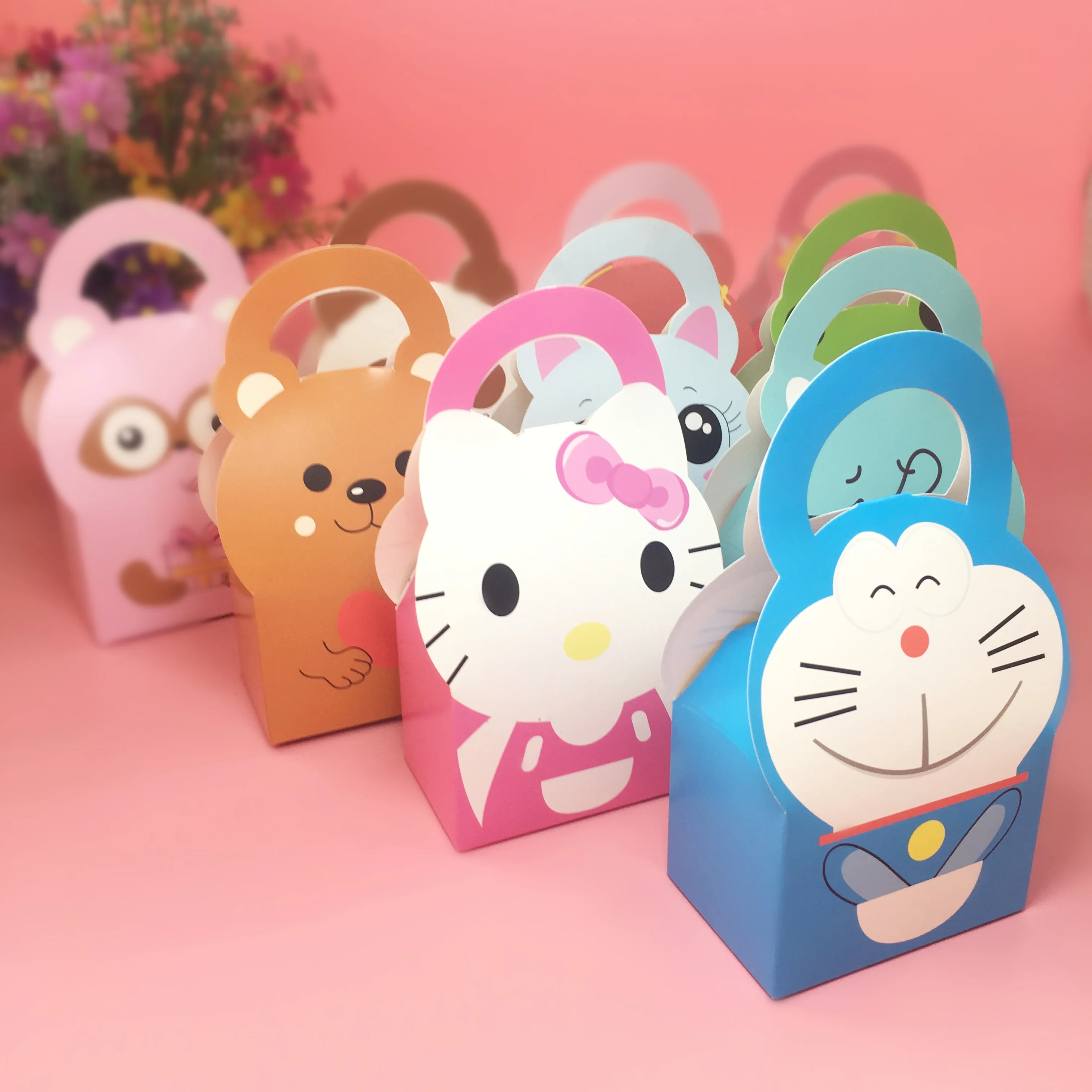 Cute Cartoon Animal Candy Box Baby Shower Favor Box Kids Birthday Party Decorations Gift Box Cake Snack Biscuits Paper Candy Bag