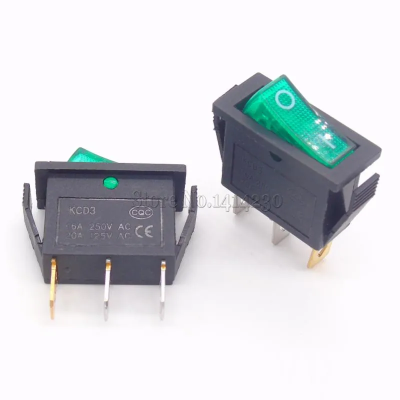 10Pcs Rocker Switch 15A 250V 30A 220VAC 2Pin/3Pin ON-OFF KCD3-102/N 15*32 mm Power Switch