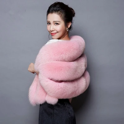 Free shipping cape 2017 autumn winters warm new fashion imitation fox fur coat plus size imitation fur