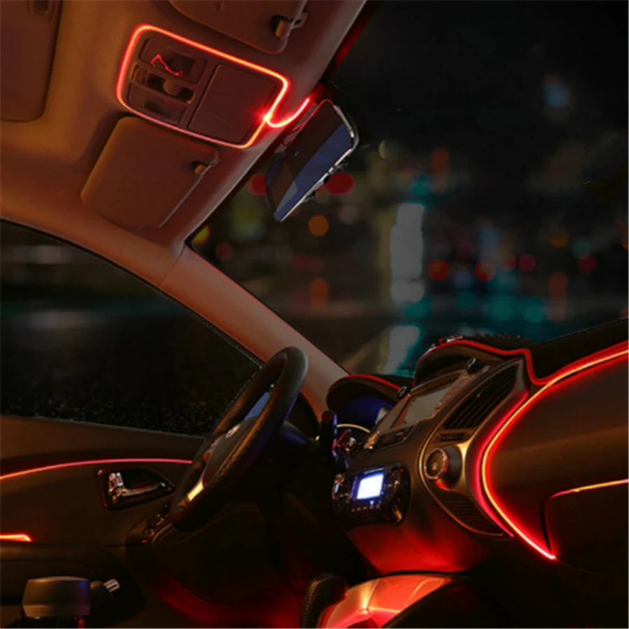 

JXF 1M Car Lights Driving Ambient Light EL Cold Line DIY Decorative Dashboard With 12V Cigarette Drive Controller