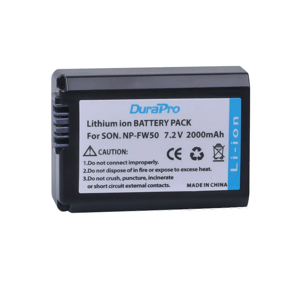 DuraPro 2000mAh NP-FW50 Bateria NP FW50 + ładowarka do Sony ZV-E10L A6400 A6300 A6500 A7 A7II A7RII A7SII A7S A7S2 A7R RX10