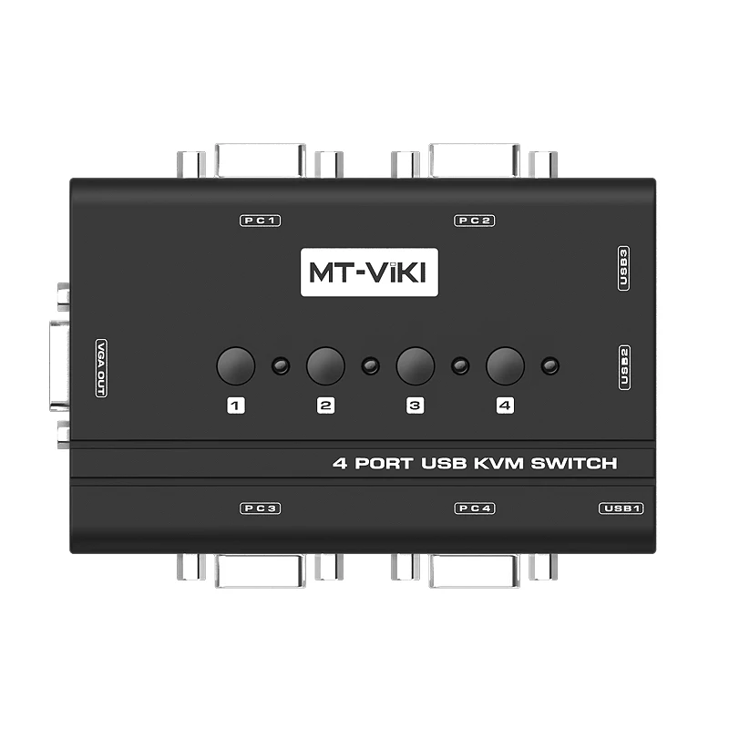 MT-VIKI 4 portas manual vga kvm switch com console usb e cabo original 1 conjunto de teclado & mouse controles 4 computador MT-460KL