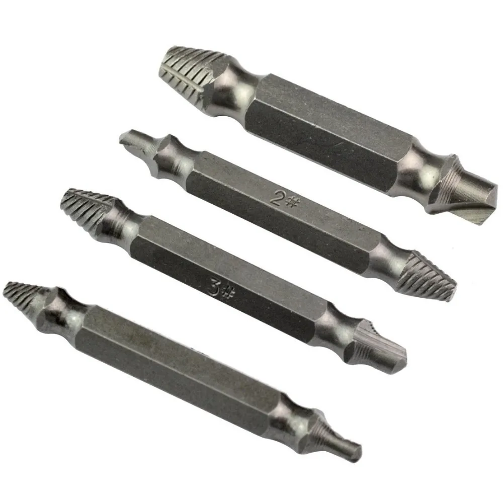 4pcs Set di trapani per estrattore di viti rotto arrugginito spogliato danneggiato velocità della vite rimuovere gli strumenti di rimozione del bullone estrattore di rimozione delle viti
