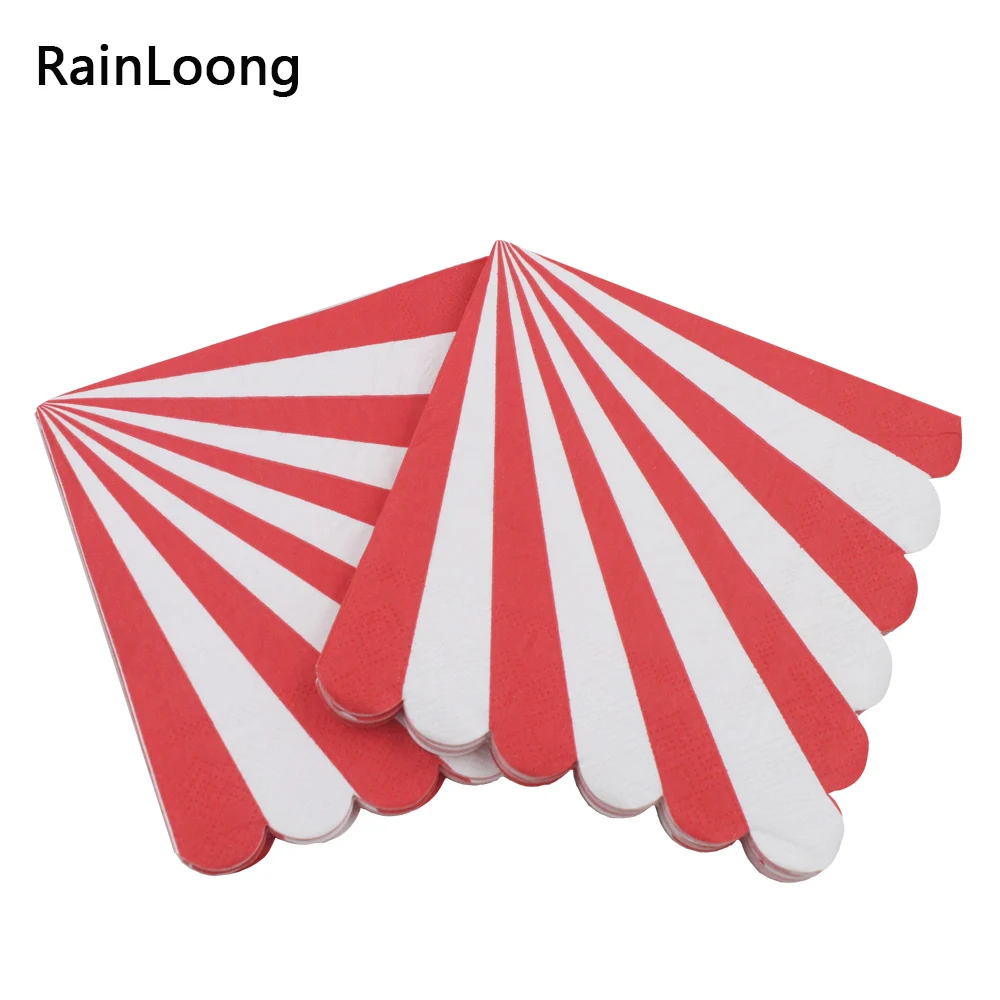 [RainLoong] 3-Plys Beverage Paper Napkin Pink Striped Tissue Serviettes Decoupage Cocktail For Party Decoration 25*25cm