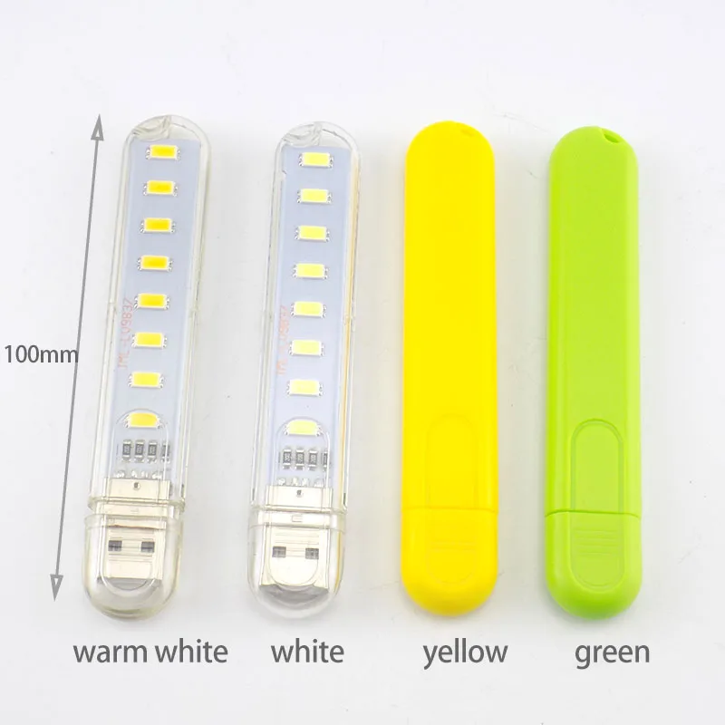 8 led Lamp Power Bank Lighting Note Portable Laptop Night Light For Camping reading PC green warm white Mini Computer