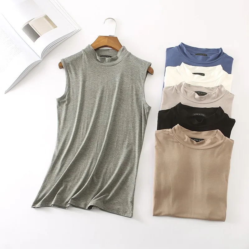 

New Casual T-shirt Women Summer Tops Sleeveless t shirt Women tshirt Sexy Turtleneck Womens Clothing Poleras De Mujer D170