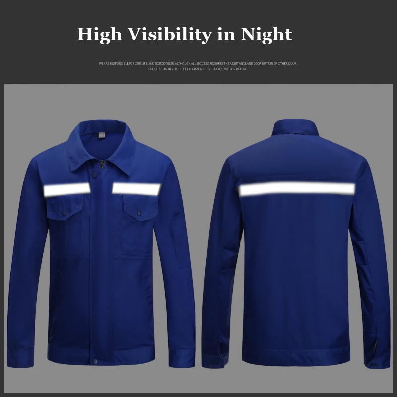 Hi Vis Long Sleeve Poly Cotton Light Weight Reflective Safety Work Jacket Workwear Shirt