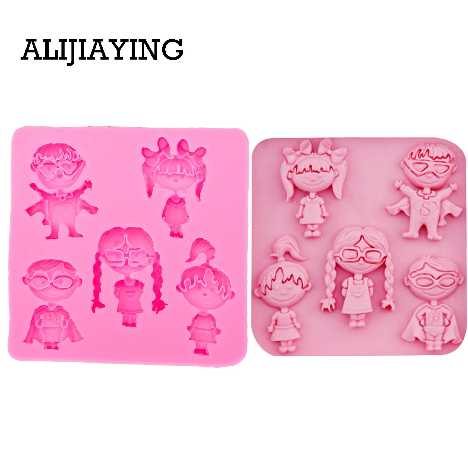 M0029 Girl and boy silicone mold Chocolate Accessories Silicone Cake Mold Baking Tools craft Clay Molds