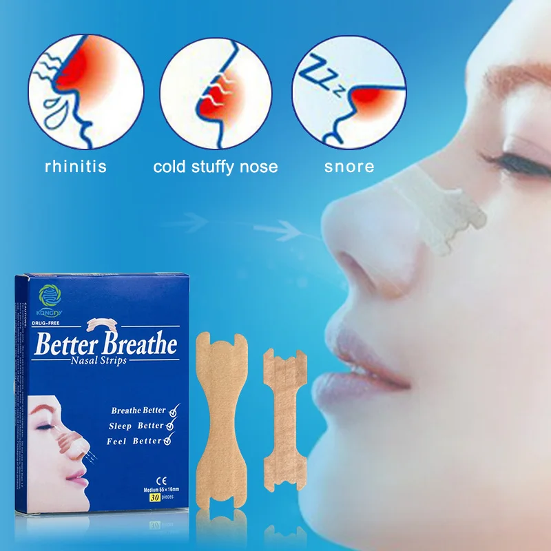 KONGDY 30 Pieces/Box Health Care Breathe Better Sleep Right Anti Snoring Nasal Strips Help Relief Nasal Congestion 55*16 mm