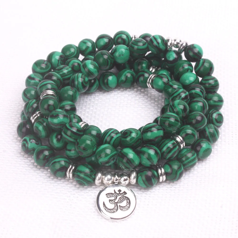 108 Mala Beads Women Yoga Bracelet Dropshipping Malachite Men Bracelet Chakra Healing Stone Jewelry Trendy