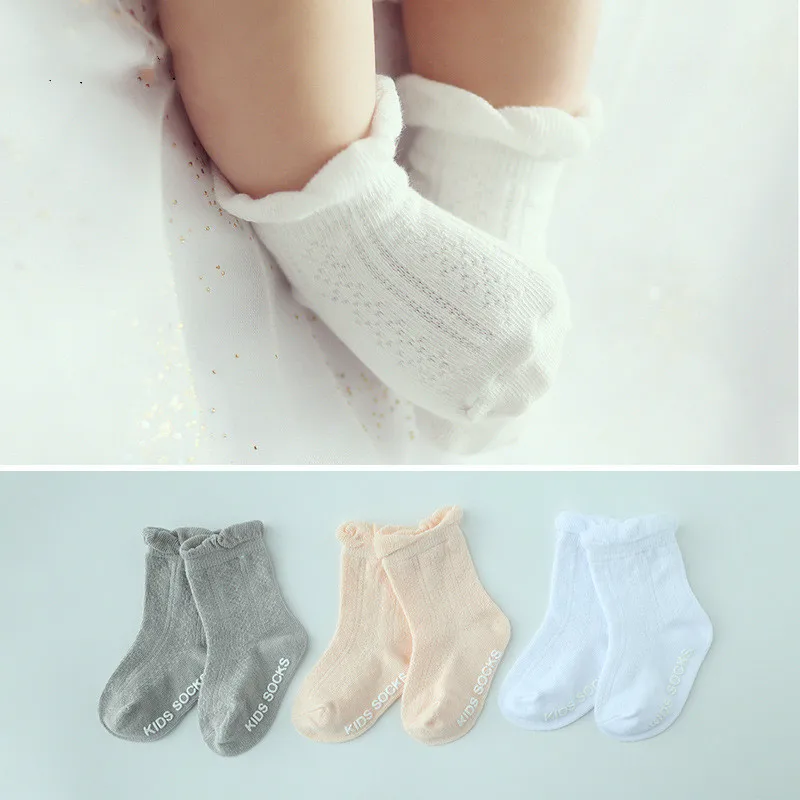 Baby Socks 0-12/12-24 Anti Slip Breathable Cotton White Toddler Socks Summer Thin Breathable Soft Cotton