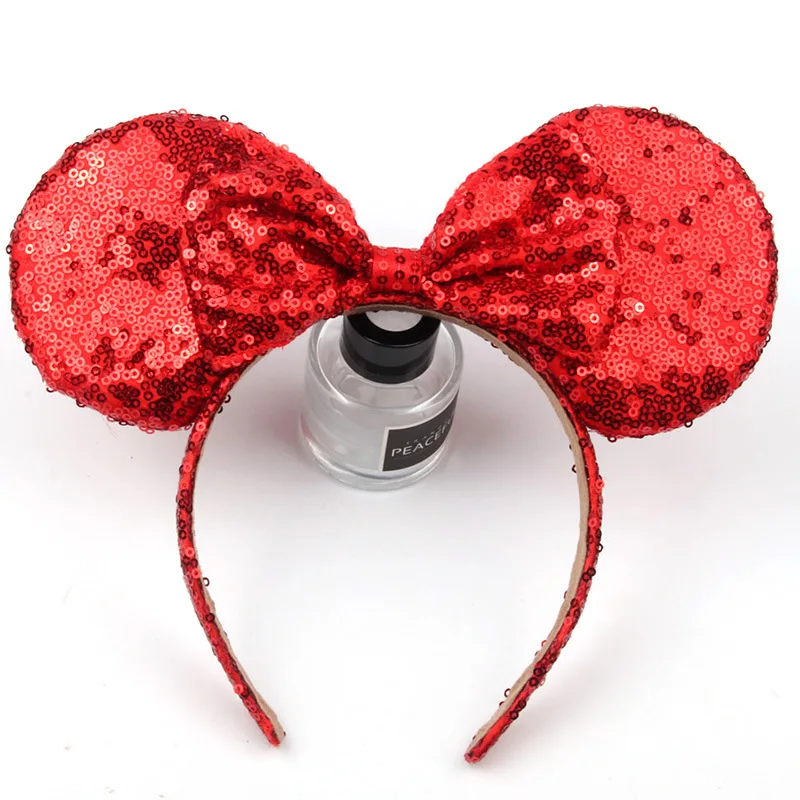 Bé Gái Đầu Sequin Nơ Mũ Băng Đô Quấn Tóc Dành Cho Bé Gái Minnie Tai Chuột Hairbands Sinh Nhật Bé Phụ Kiện Tóc Thời Trang