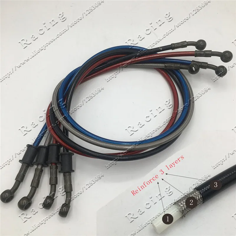 Motorcycle Dirt Bike Braided Steel Hydraulic Reinforce Brake line Clutch Oil Hose Tube 20 To 210CM Universal Fit Racing MX