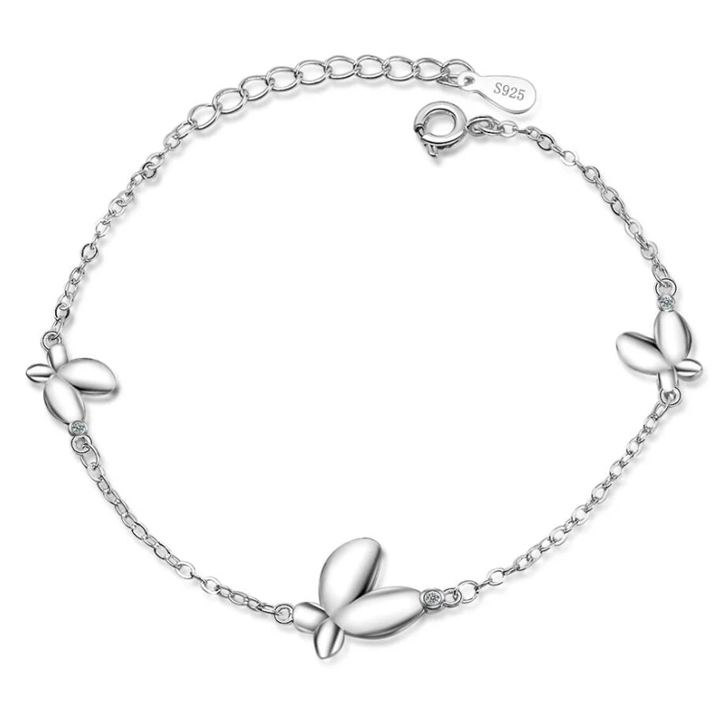 KOFSAC Korean Charm 925 Sterling Silver Bracelets For Women Elegant Cute Butterfly Bracelet Bangles Valentine's Day Jewelry Gift