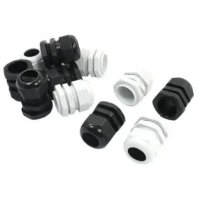 

12pcs PG25 Black White Waterproof Connector Cable Gland for 16-21mm Dia Wire