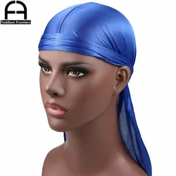 New Luxury Men's Silky Durags Bandana Turban Hat Wigs Doo Men Satin Durag Biker Headwear Headband Pirate Hat Hair Accessories