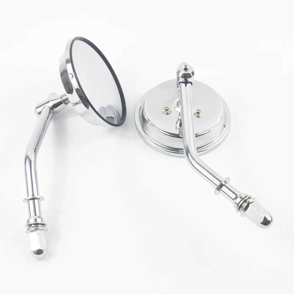 8mm Black/Chrome Motorcycle Mirror Short Stem 3\