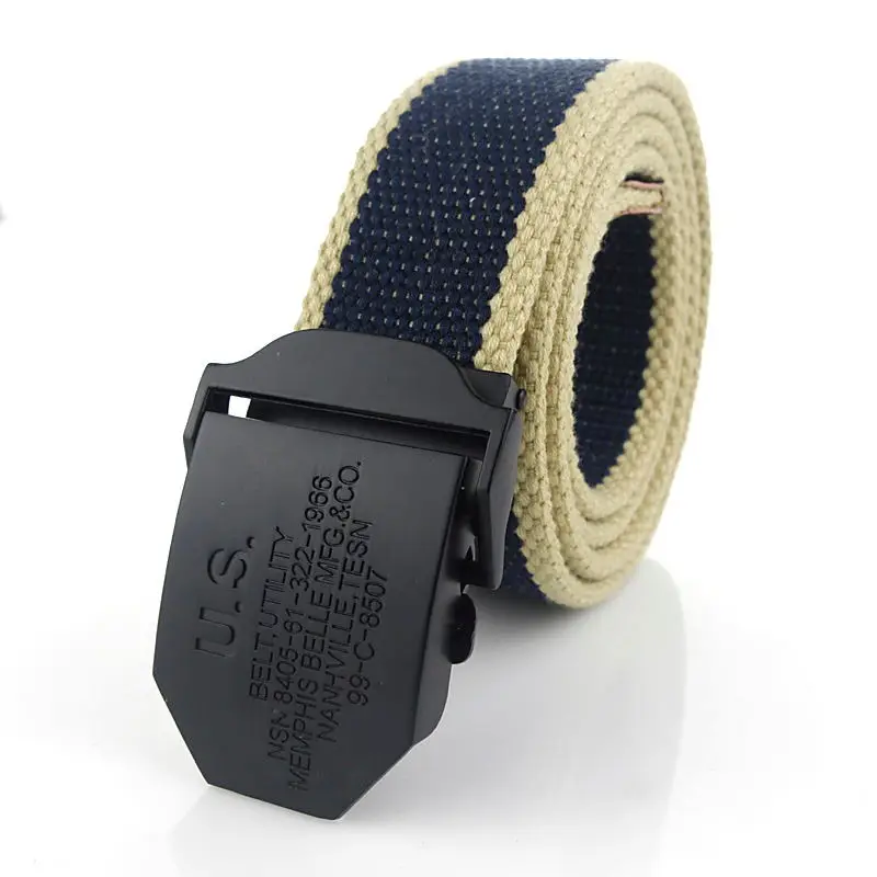 BOKADIAO Men&Women Military Canvas Belt Luxury Black US Metal Buckle Jeans Belt Army Tactical Belts for Men Waistband Strap Male