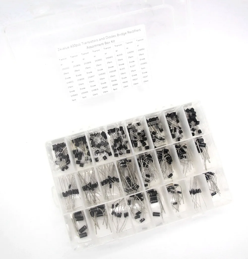 24มูลค่า400Pcs ทรานซิสเตอร์และไดโอดชุดกล่อง